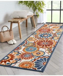 Well Woven Seri Modern Geometric Indoor/Outdoor Blue High-Low Rug