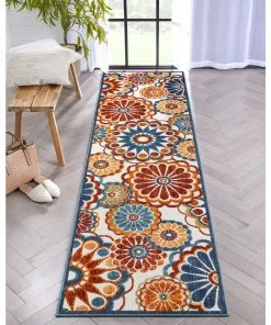 Well Woven Seri Modern Geometric Indoor/Outdoor Blue High-Low Rug