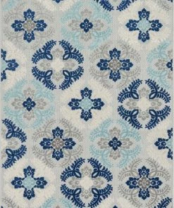 Well Woven Loewy Modern Geometric Indoor/Outdoor Blue High-Low Rug