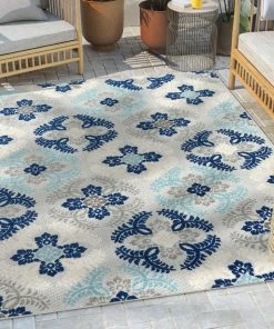 Well Woven Loewy Modern Geometric Indoor/Outdoor Blue High-Low Rug