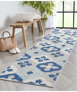 Well Woven Loewy Modern Geometric Indoor/Outdoor Blue High-Low Rug