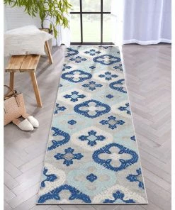 Well Woven Loewy Modern Geometric Indoor/Outdoor Blue High-Low Rug