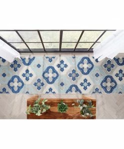 Well Woven Loewy Modern Geometric Indoor/Outdoor Blue High-Low Rug