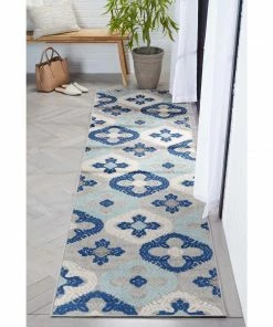 Well Woven Loewy Modern Geometric Indoor/Outdoor Blue High-Low Rug