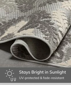 Well Woven Loewy Modern Geometric Indoor/Outdoor Grey High-Low Rug