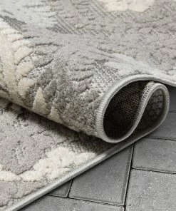 Well Woven Loewy Modern Geometric Indoor/Outdoor Grey High-Low Rug