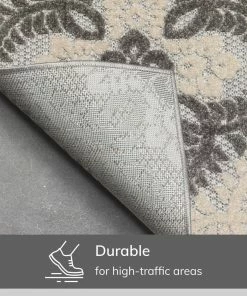 Well Woven Loewy Modern Geometric Indoor/Outdoor Grey High-Low Rug