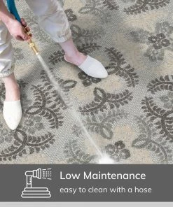 Well Woven Loewy Modern Geometric Indoor/Outdoor Grey High-Low Rug