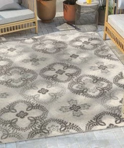 Well Woven Loewy Modern Geometric Indoor/Outdoor Grey High-Low Rug