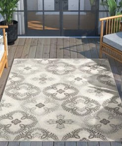 Well Woven Loewy Modern Geometric Indoor/Outdoor Grey High-Low Rug