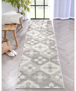 Well Woven Loewy Modern Geometric Indoor/Outdoor Grey High-Low Rug