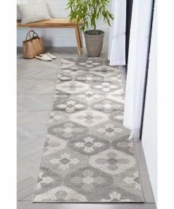 Well Woven Loewy Modern Geometric Indoor/Outdoor Grey High-Low Rug