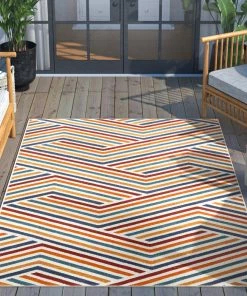 Well Woven Neema Modern Floral Indoor/Outdoor Terracotta High-Low Rug