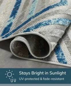 Well Woven Neema Modern Geometric Indoor/Outdoor Grey Blue High-Low Rug