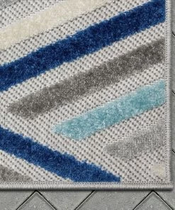 Well Woven Neema Modern Geometric Indoor/Outdoor Grey Blue High-Low Rug