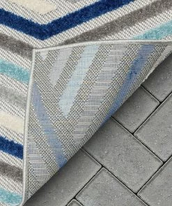 Well Woven Neema Modern Geometric Indoor/Outdoor Grey Blue High-Low Rug