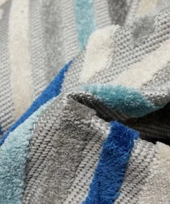 Well Woven Neema Modern Geometric Indoor/Outdoor Grey Blue High-Low Rug