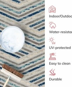 Well Woven Neema Modern Geometric Indoor/Outdoor Grey Blue High-Low Rug