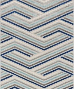 Well Woven Neema Modern Geometric Indoor/Outdoor Grey Blue High-Low Rug