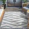 Well Woven Neema Modern Geometric Indoor/Outdoor Grey Blue High-Low Rug