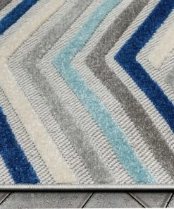 Well Woven Neema Modern Geometric Indoor/Outdoor Grey Blue High-Low Rug
