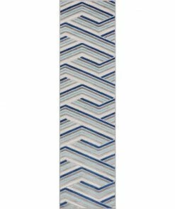 Well Woven Neema Modern Geometric Indoor/Outdoor Grey Blue High-Low Rug