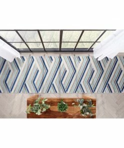 Well Woven Neema Modern Geometric Indoor/Outdoor Grey Blue High-Low Rug