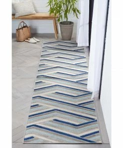 Well Woven Neema Modern Geometric Indoor/Outdoor Grey Blue High-Low Rug