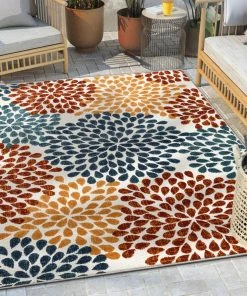 Well Woven Senna Modern Floral Indoor/Outdoor Ivory High-Low Rug