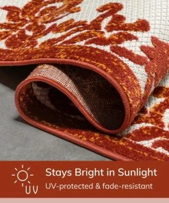 Well Woven Arid Modern Medallion Persian Indoor/Outdoor Terracotta High-Low Rug