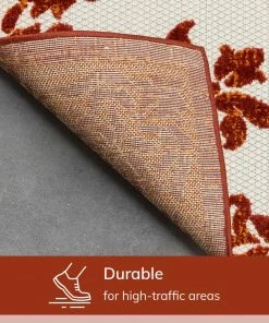 Well Woven Arid Modern Medallion Persian Indoor/Outdoor Terracotta High-Low Rug