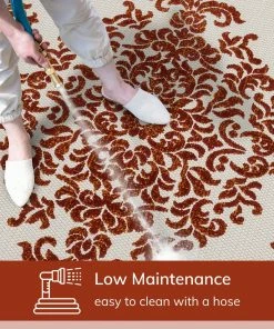 Well Woven Arid Modern Medallion Persian Indoor/Outdoor Terracotta High-Low Rug