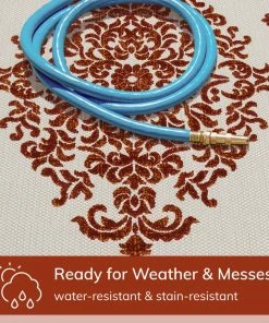 Well Woven Arid Modern Medallion Persian Indoor/Outdoor Terracotta High-Low Rug