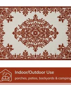 Well Woven Arid Modern Medallion Persian Indoor/Outdoor Terracotta High-Low Rug