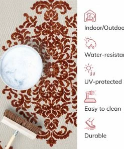 Well Woven Arid Modern Medallion Persian Indoor/Outdoor Terracotta High-Low Rug