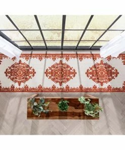 Well Woven Arid Modern Medallion Persian Indoor/Outdoor Terracotta High-Low Rug