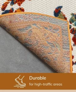 Well Woven Arid Modern Medallion Persian Indoor/Outdoor Ivory High-Low Rug