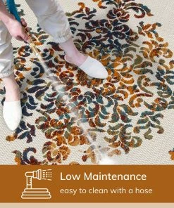 Well Woven Arid Modern Medallion Persian Indoor/Outdoor Ivory High-Low Rug