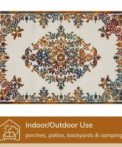 Well Woven Arid Modern Medallion Persian Indoor/Outdoor Ivory High-Low Rug