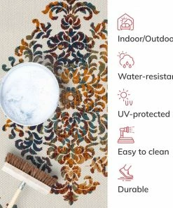 Well Woven Arid Modern Medallion Persian Indoor/Outdoor Ivory High-Low Rug