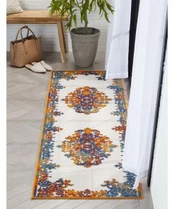 Well Woven Arid Modern Medallion Persian Indoor/Outdoor Ivory High-Low Rug