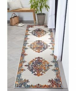 Well Woven Arid Modern Medallion Persian Indoor/Outdoor Ivory High-Low Rug