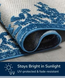 Well Woven Arid Modern Medallion Persian Indoor/Outdoor Blue High-Low Rug