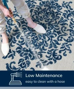 Well Woven Arid Modern Medallion Persian Indoor/Outdoor Blue High-Low Rug