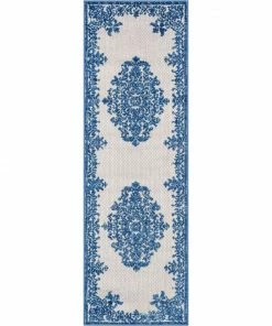Well Woven Arid Modern Medallion Persian Indoor/Outdoor Blue High-Low Rug