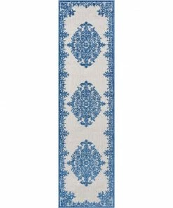 Well Woven Arid Modern Medallion Persian Indoor/Outdoor Blue High-Low Rug