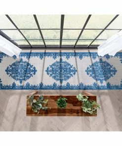 Well Woven Arid Modern Medallion Persian Indoor/Outdoor Blue High-Low Rug