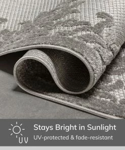 Well Woven Arid Modern Medallion Persian Indoor/Outdoor Grey High-Low Rug