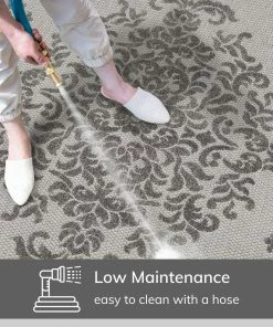 Well Woven Arid Modern Medallion Persian Indoor/Outdoor Grey High-Low Rug