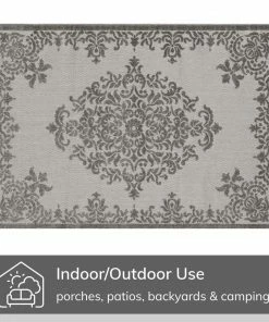 Well Woven Arid Modern Medallion Persian Indoor/Outdoor Grey High-Low Rug